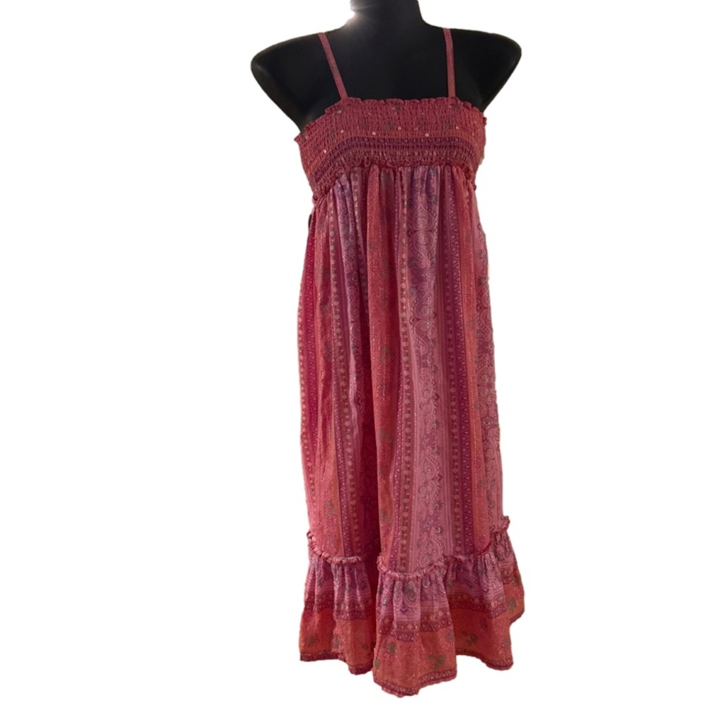 Size 7 Justice Pink Floral Paisley Print Full Length Lined Halter Maxi Dress - Picture 2 of 15